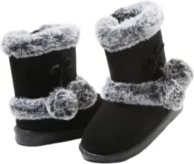 LONSOEN Kids Girls Boys Winter Warm Boots Suede Lightweight Faux Fur Lined Mid Calf Snow Boots for Toddler/Little Kid