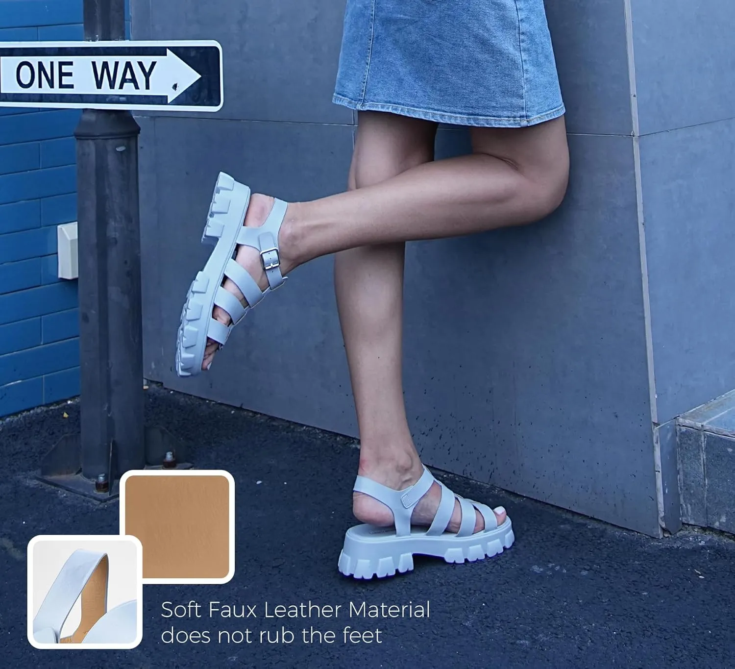 LUCKY STEP Women 's Platform Wedge Sandals Open Toe Adjustable Ankle Strap Chunky Heel