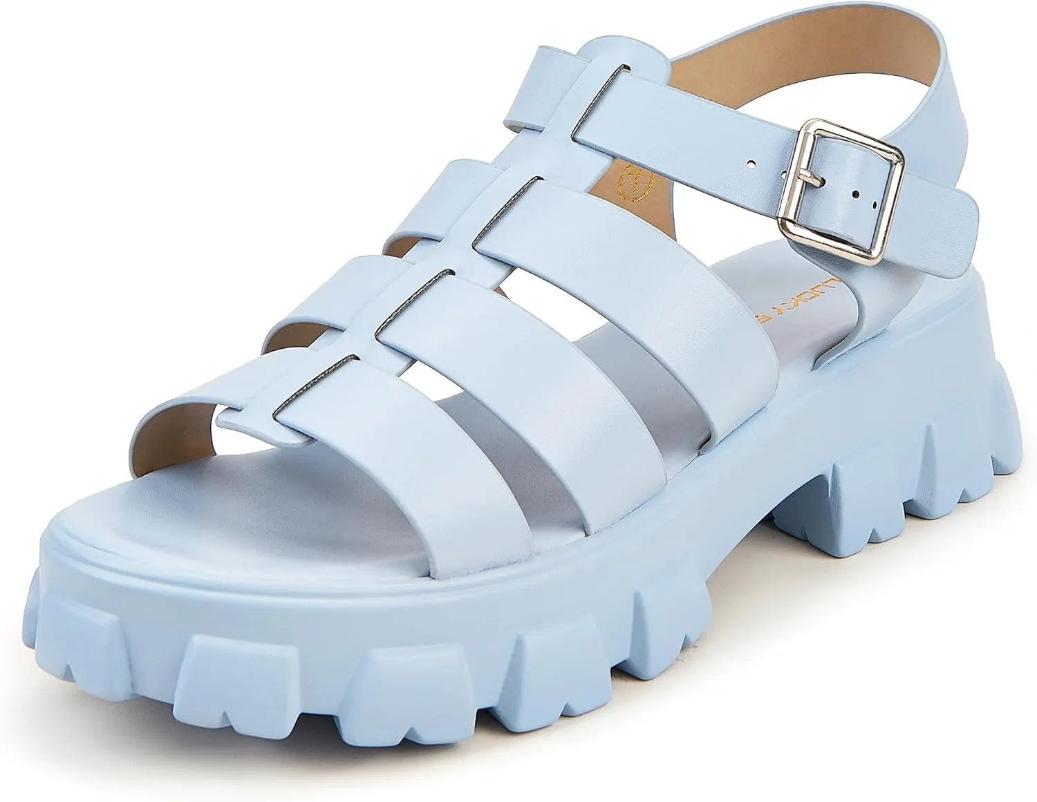 LUCKY STEP Women 's Platform Wedge Sandals Open Toe Adjustable Ankle Strap Chunky Heel