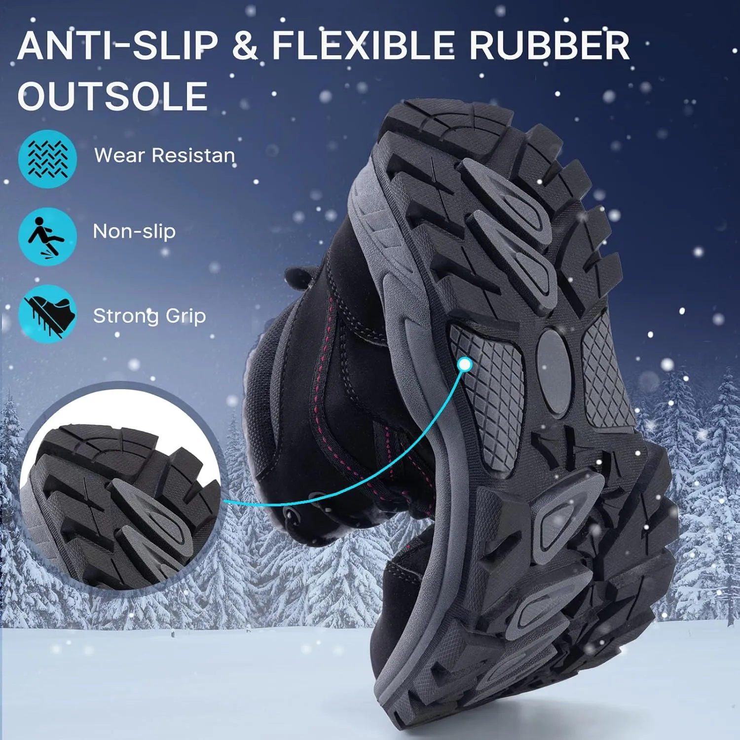 MAIZUN Womens Snow Boots Warm Fur Lined Ankle Boots Lace-Up Anti-slip Cold-Resistant Comfor Winter Boots Outdoor Walking Shoes