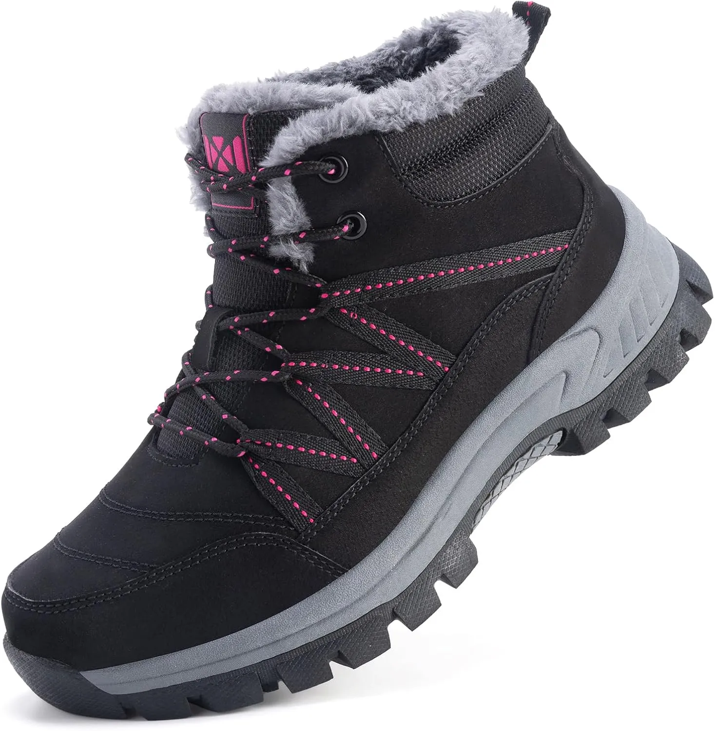 MAIZUN Womens Snow Boots Warm Fur Lined Ankle Boots Lace-Up Anti-slip Cold-Resistant Comfor Winter Boots Outdoor Walking Shoes