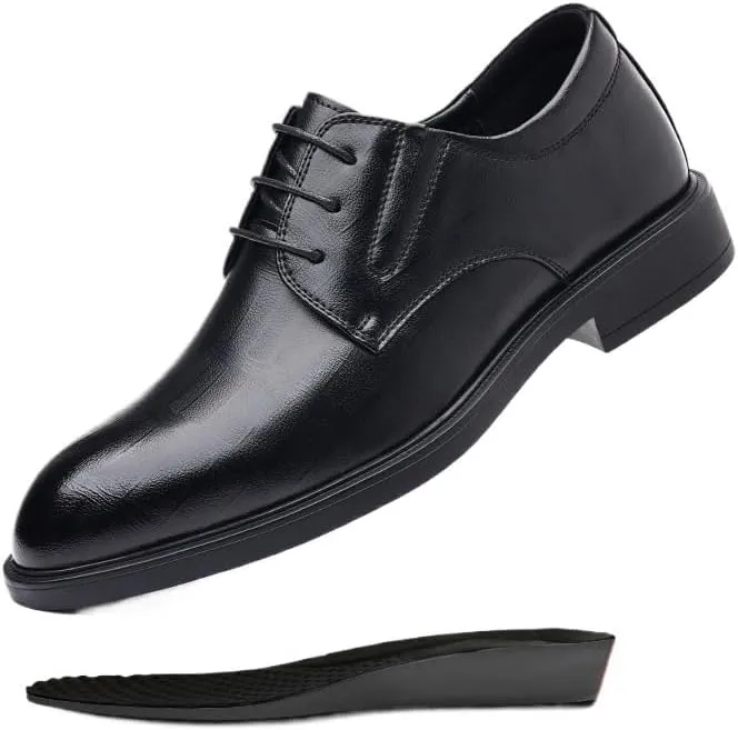 Mens 3.2 Inches Taller Height Increasing Shoes Formal Dress Shoe, Men's Elevator Casual Business