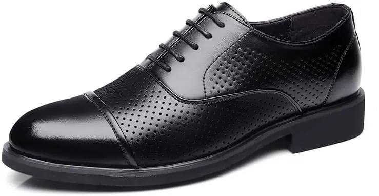 Men's Invisible Height Increasing Elevator Dress Shoes Cap Toe Lightweight Formal Loafers - 2 Inches Taller
