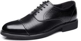 Men's Invisible Height Increasing Elevator Dress Shoes Cap Toe Lightweight Formal Loafers - 2 Inches Taller