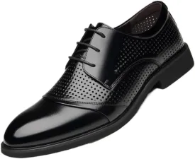 Men's Oxford Dress Shoes, Leather Lace-Up Elevator Shoes, Height Increasing Breathable Formal Shoes for Work & Business, Brown & Black Large Size