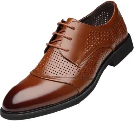 Men's Oxford Dress Shoes, Leather Lace-Up Elevator Shoes, Height Increasing Breathable Formal Shoes for Work & Business, Brown & Black Large Size