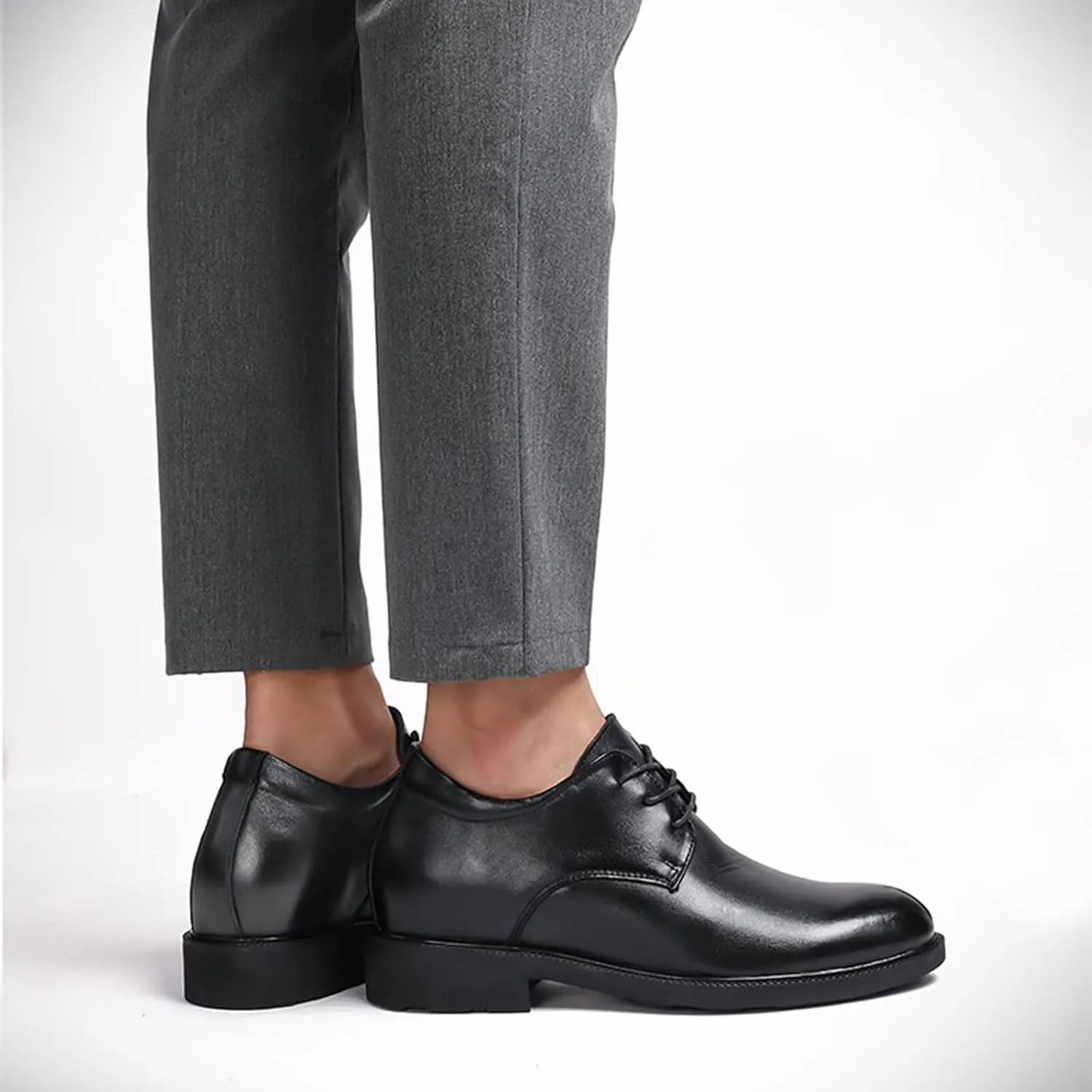 Men's Slip on Loafers Official Business Formal Leather Lace up Elevator Shoes 2.36'' Taller Formal Leather Lace up Elevator Shoes for Business Wedding Office