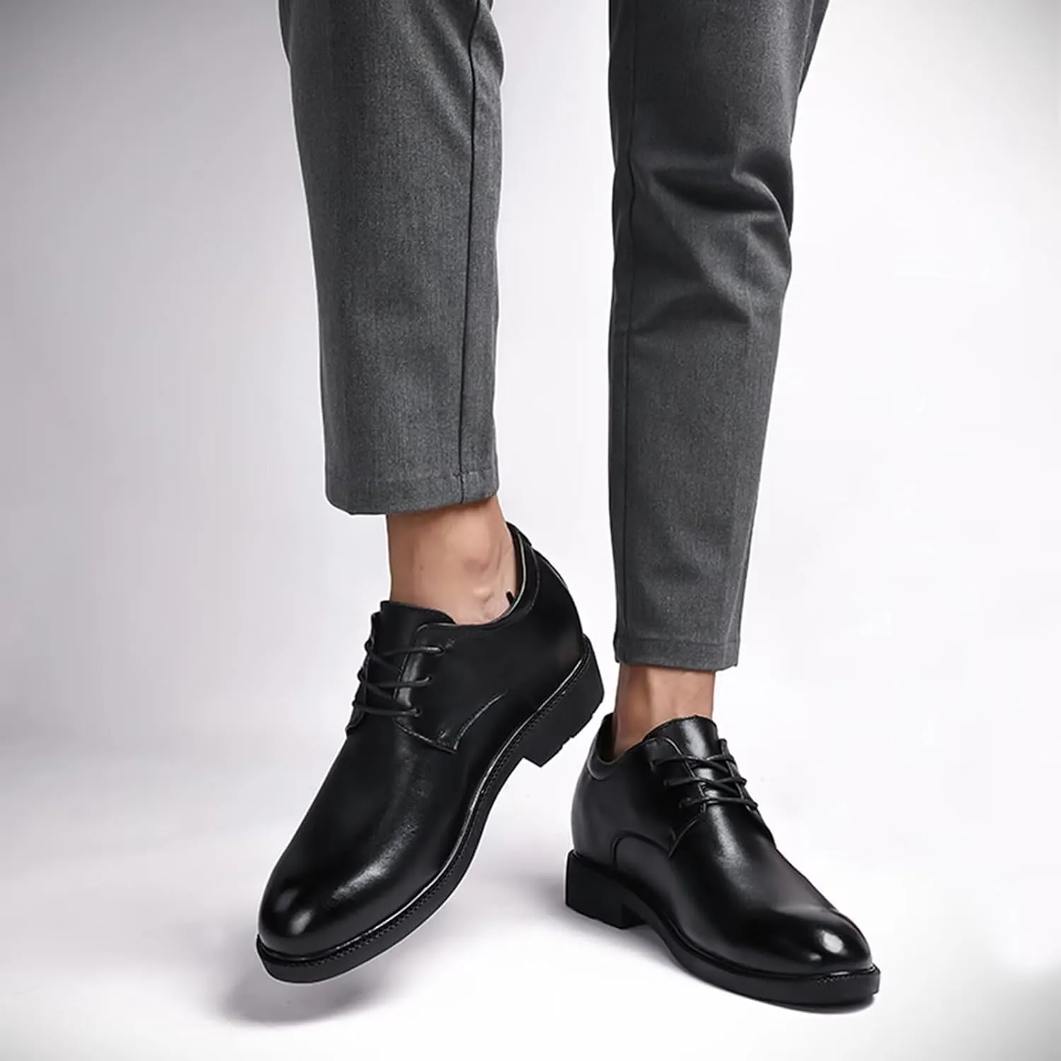 Men's Slip on Loafers Official Business Formal Leather Lace up Elevator Shoes 2.36'' Taller Formal Leather Lace up Elevator Shoes for Business Wedding Office