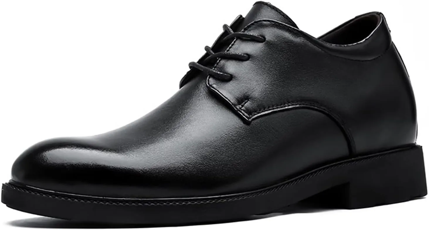 Men's Slip on Loafers Official Business Formal Leather Lace up Elevator Shoes 2.36'' Taller Formal Leather Lace up Elevator Shoes for Business Wedding Office