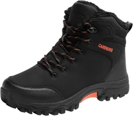 Mens Snow Boots Winter Warm Fur Lined Shoes Non-Slip Insulated Hiking Boot