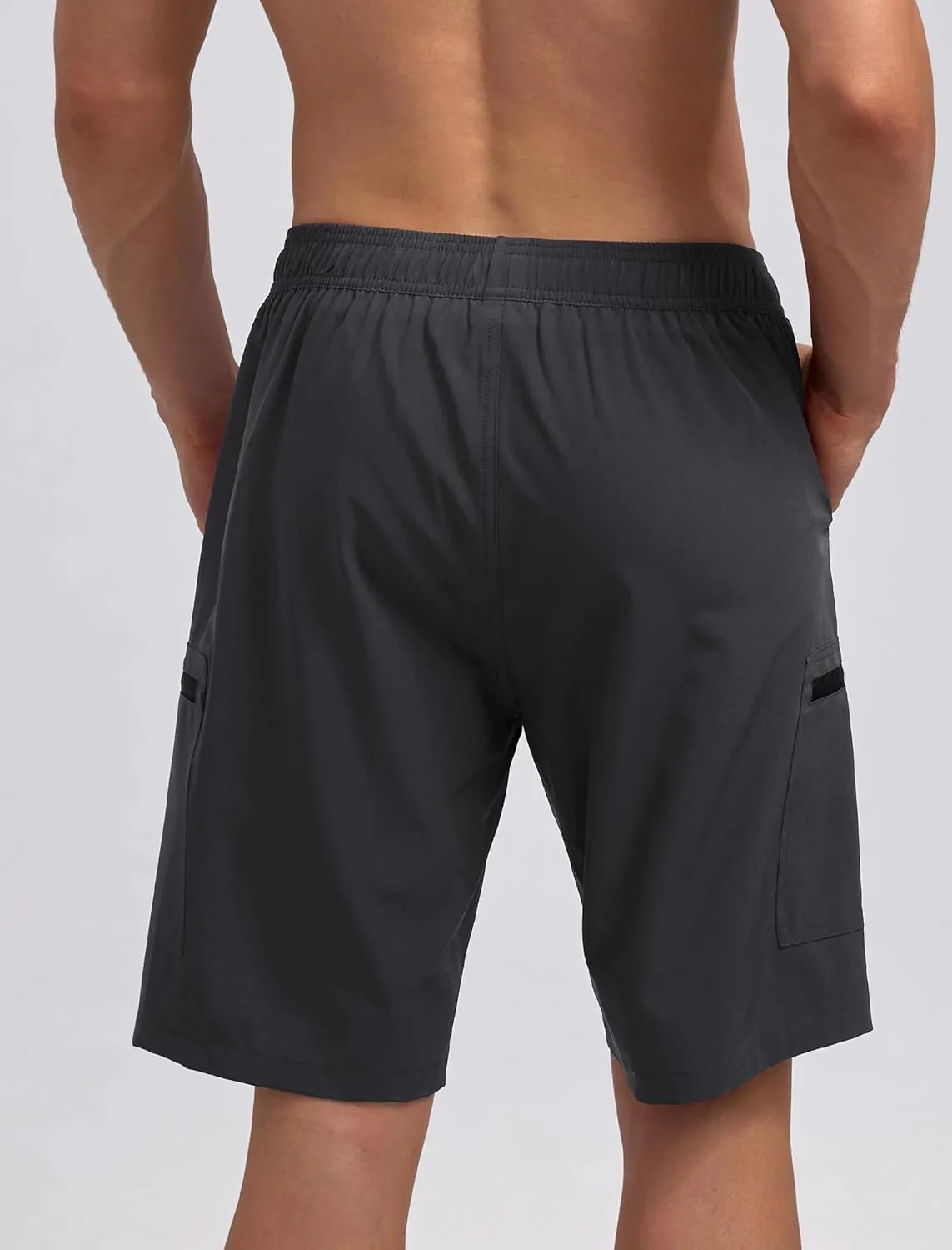 Mens Swim Trunks with Compression Liner Zipper Cargo Pockets Bathing Suit 9 Inch Quick-Dry Swimming Shorts