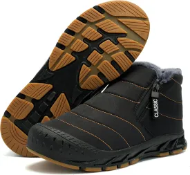 Men's Waterproof Snow Boots Warm Winter Boots Fur Lined Booties Non-Slip Lightweight Winter Shoes