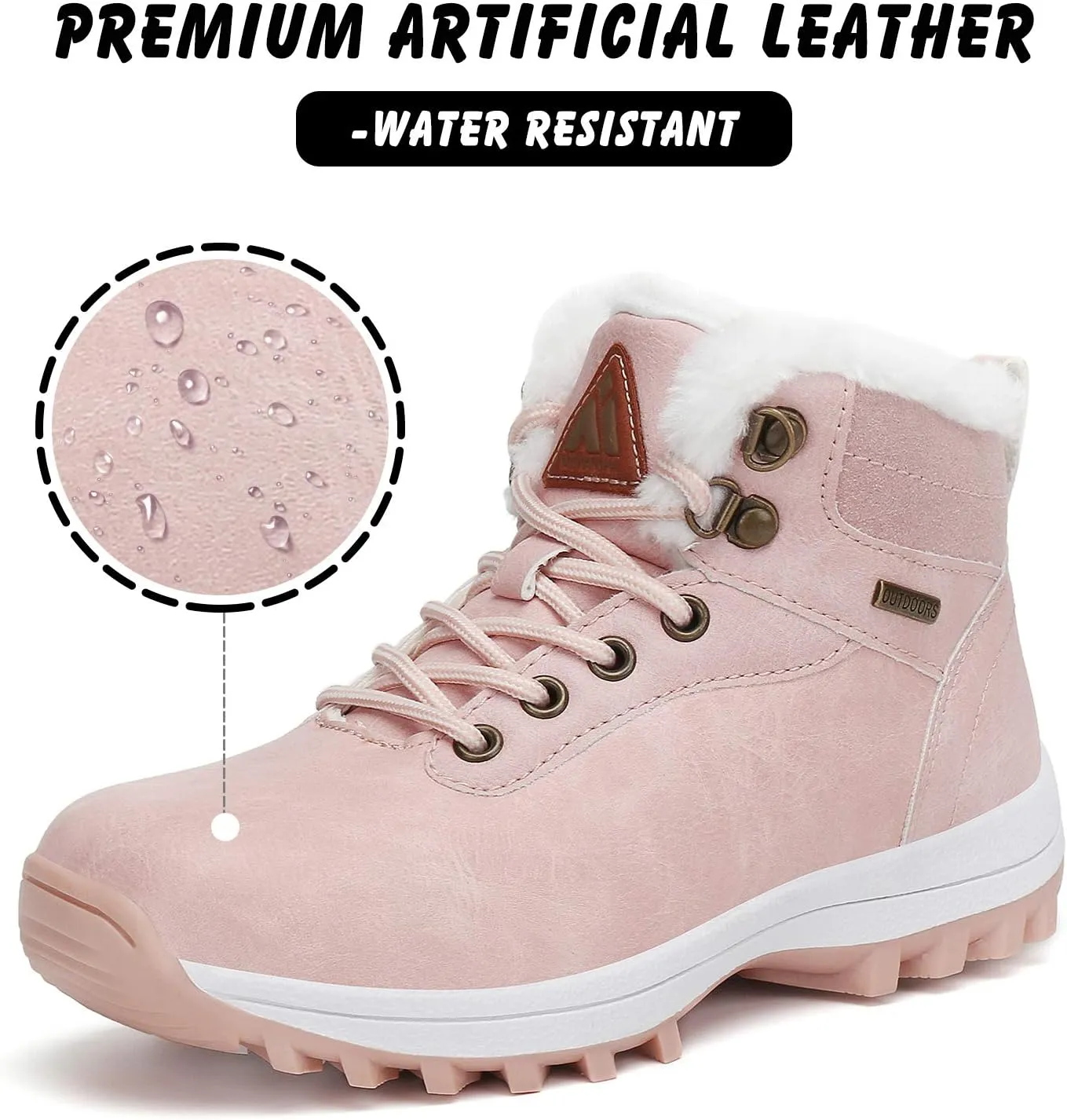 Mishansha Boy's Girl's Winter Snow Boots Waterproof Kids Hiking Boots Cold Weather Outdoor Fur Lined Warm Walking Boot Shoes