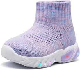 MORENDL Toddler Light Up Walking Shoes Baby Non-Slip Sock Shoes Toddler Slip On Sneakers Boys & Girls