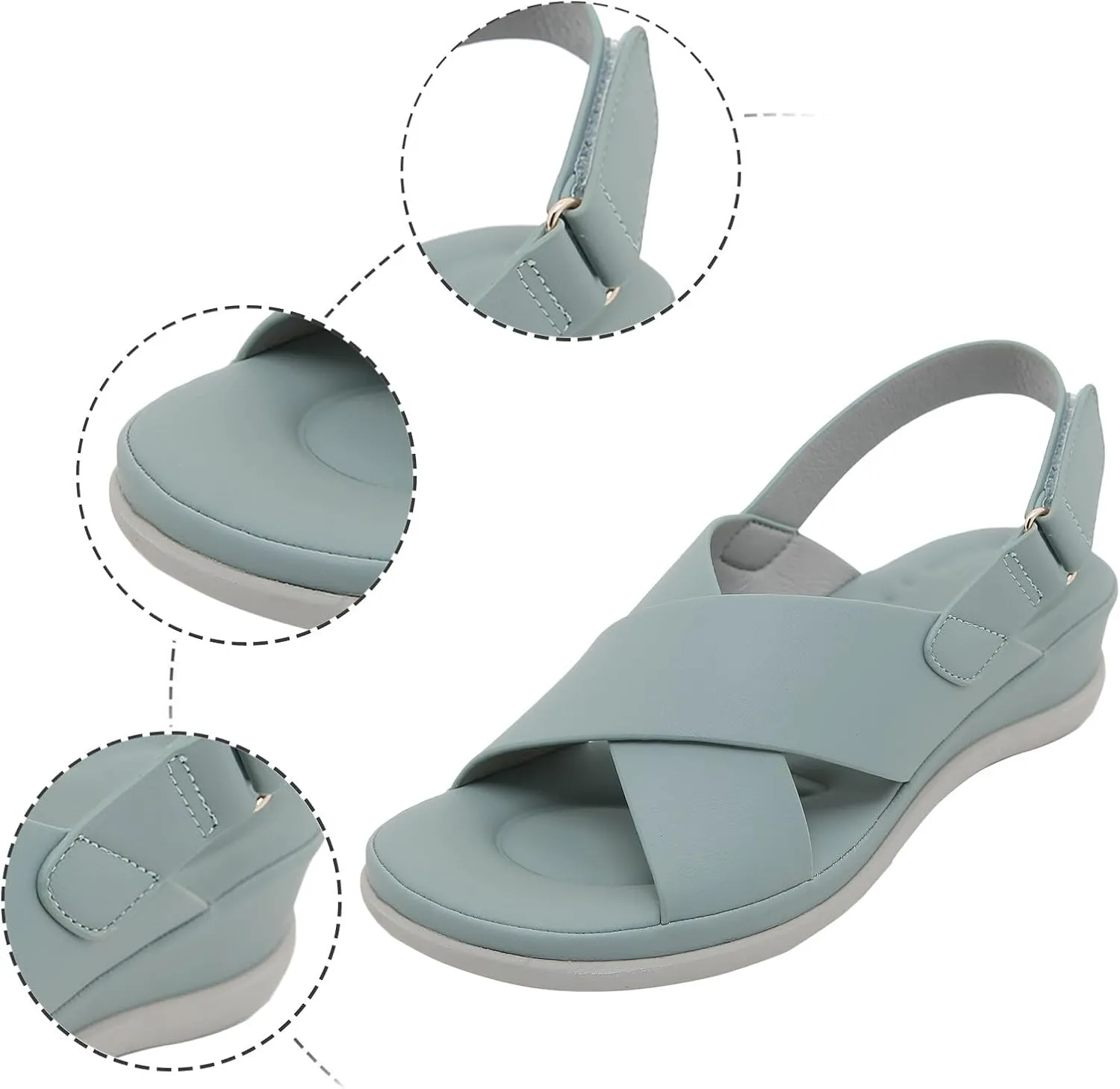 Orthopedic Sandals for Women Open Toe Summer Soft Wedge Sandals Ankle Strap Slingback Platform Slip On Comfort Shoes