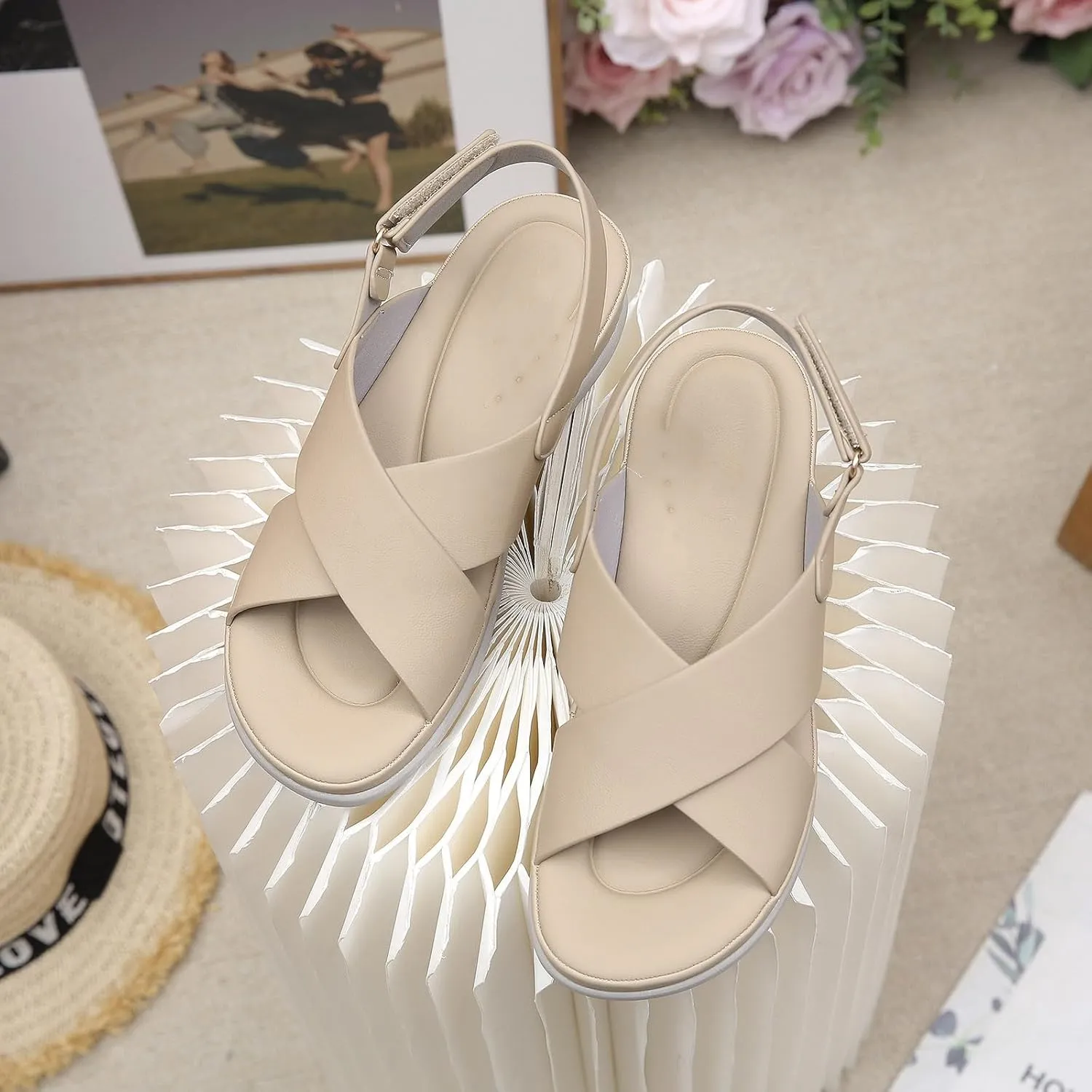 Orthopedic Sandals for Women Open Toe Summer Soft Wedge Sandals Ankle Strap Slingback Platform Slip On Comfort Shoes