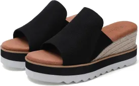 Platform Sandals Espadrilles Mules for Women Wedge Open Toe Slip On Sandals Raffia Womens Slides Shoes for Summer Vacation Beach Casual