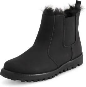 Polar Womens Memory Foam Chelsea Nubuck Boot Waterproof Rubber Welted Stitch Outsole Faux Fur Lined