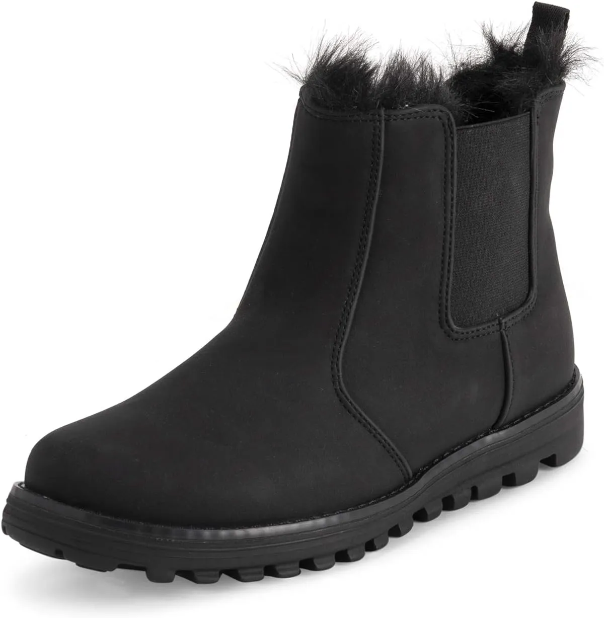 Polar Womens Memory Foam Chelsea Nubuck Boot Waterproof Rubber Welted Stitch Outsole Faux Fur Lined