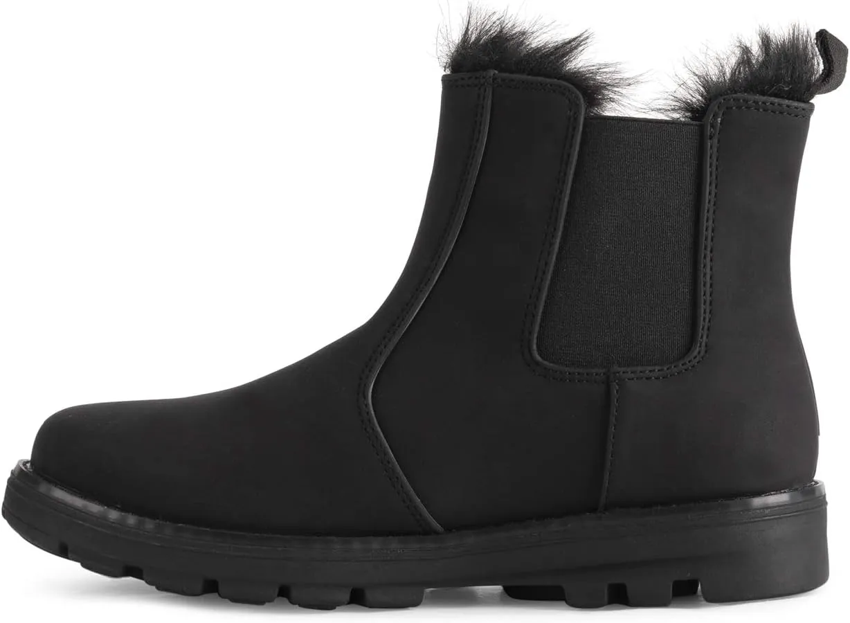 Polar Womens Memory Foam Chelsea Nubuck Boot Waterproof Rubber Welted Stitch Outsole Faux Fur Lined