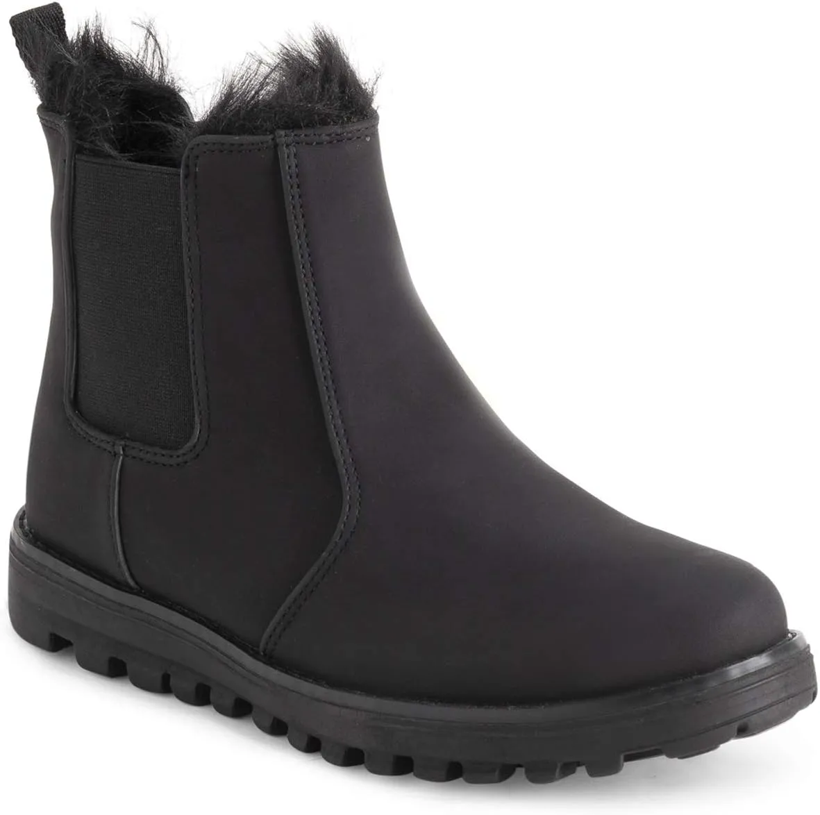 Polar Womens Memory Foam Chelsea Nubuck Boot Waterproof Rubber Welted Stitch Outsole Faux Fur Lined