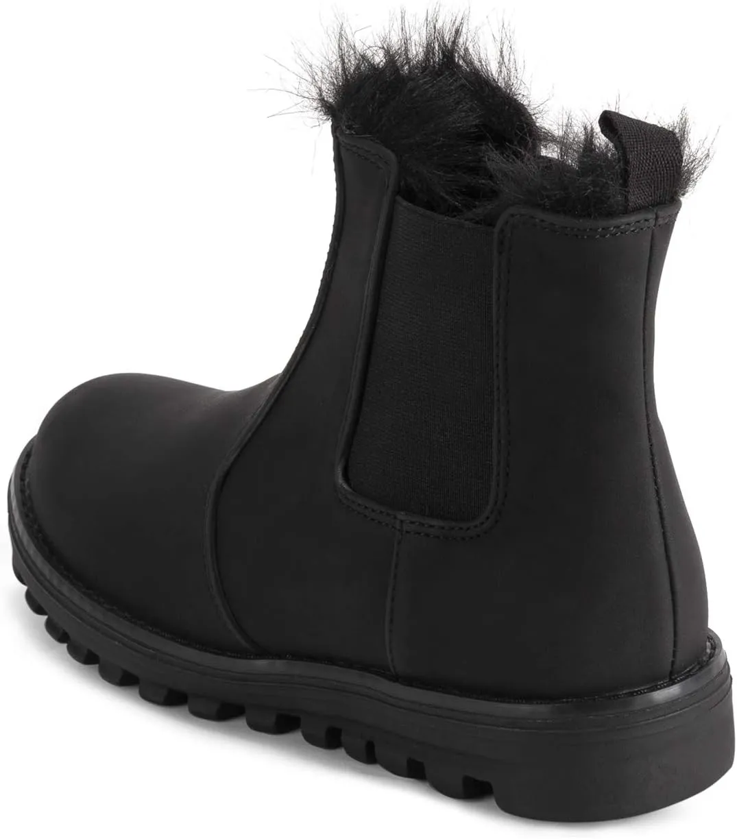 Polar Womens Memory Foam Chelsea Nubuck Boot Waterproof Rubber Welted Stitch Outsole Faux Fur Lined