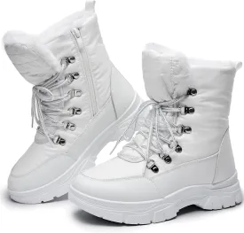 Rominz Womens Winter Snow Boots with Zipper Warm Fur Lined Mid Calf Ankle Booties for Women Comfortable Outdoor Anti Slip Boots