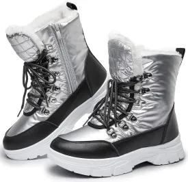 Rominz Womens Winter Snow Boots with Zipper Warm Fur Lined Mid Calf Ankle Booties for Women Comfortable Outdoor Anti Slip Boots