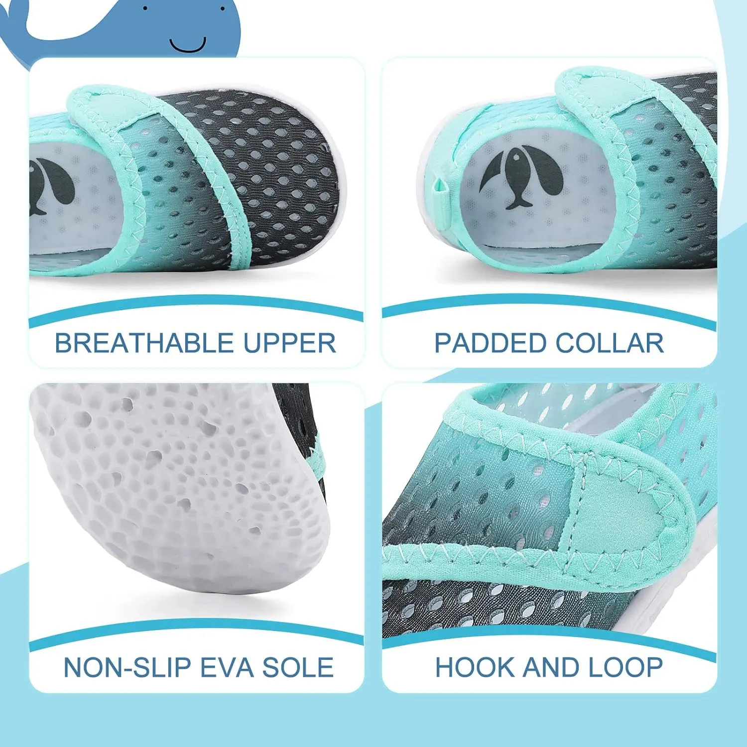 shopUAL Toddler Water Shoes Kids Girls Boys Beach Aqua Socks Skin Barefoot Walking Water Shoes Quick Dry Non-Slip Breathable Swim Pool Surf