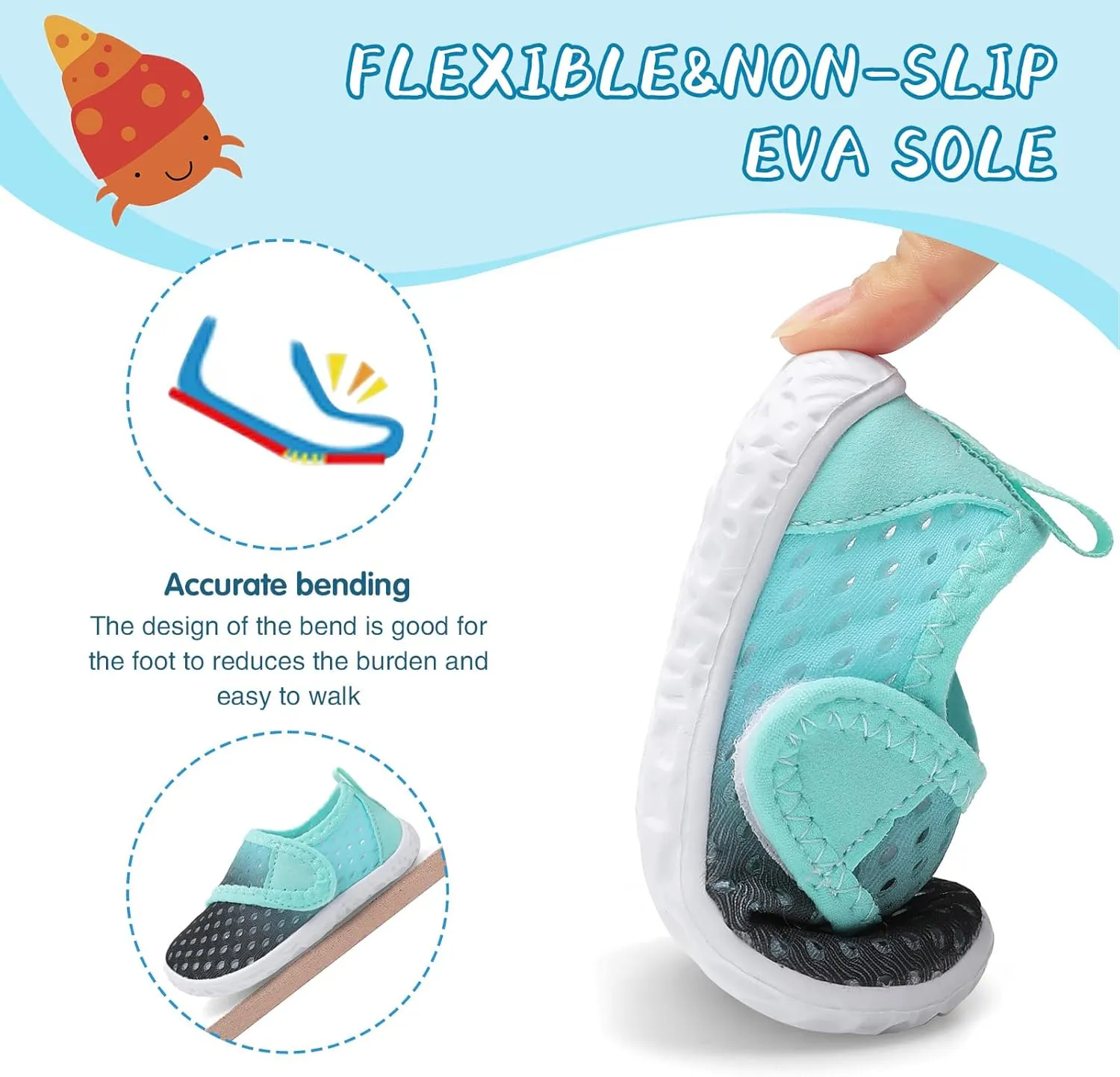 shopUAL Toddler Water Shoes Kids Girls Boys Beach Aqua Socks Skin Barefoot Walking Water Shoes Quick Dry Non-Slip Breathable Swim Pool Surf