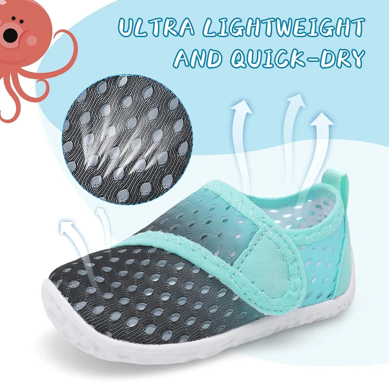 shopUAL Toddler Water Shoes Kids Girls Boys Beach Aqua Socks Skin Barefoot Walking Water Shoes Quick Dry Non-Slip Breathable Swim Pool Surf