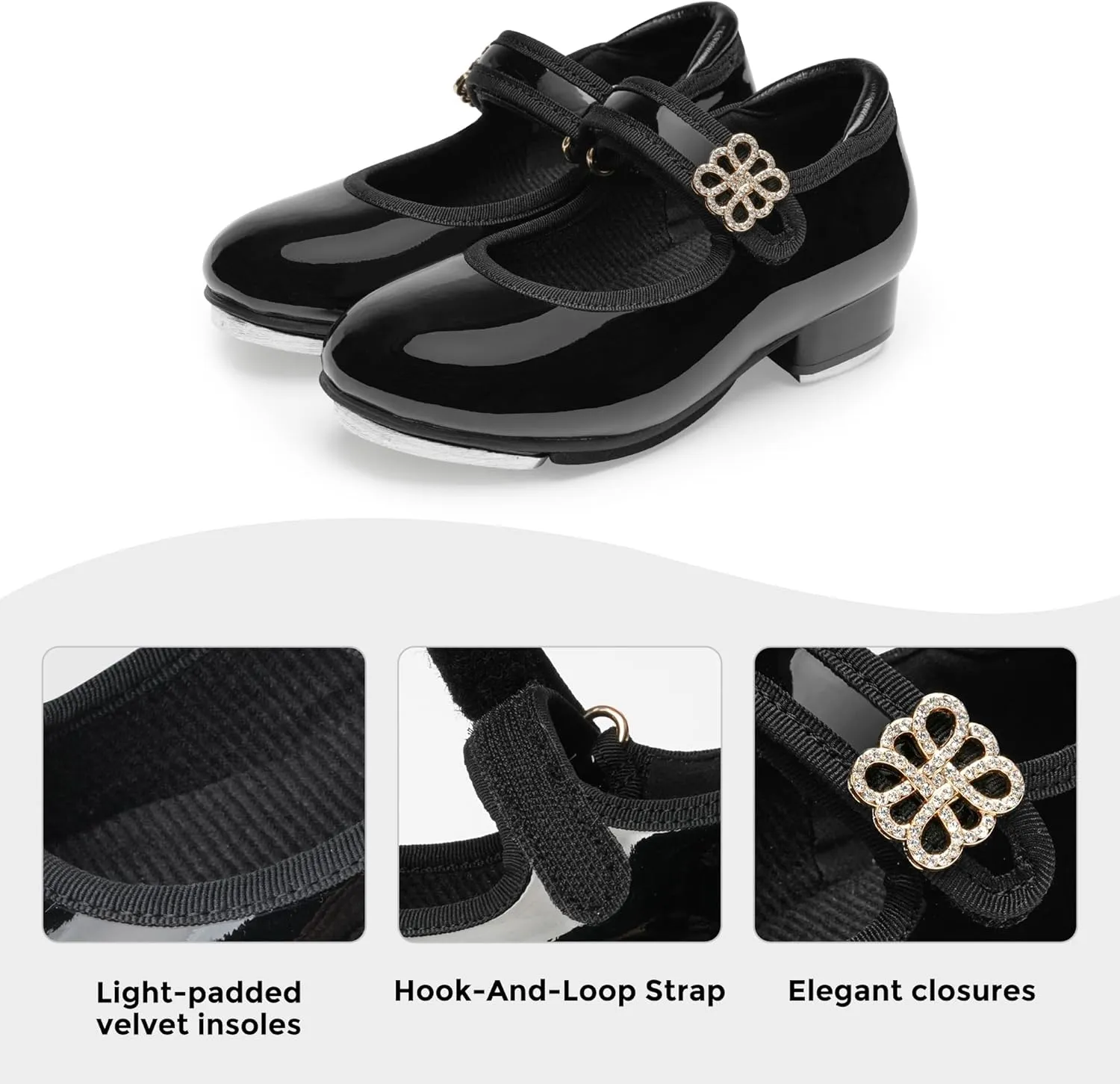 Stelle Girls Tap Shoes Boys Buckle PU Leather Dance Shoes(Toddler/Little Kid/Big Kid)