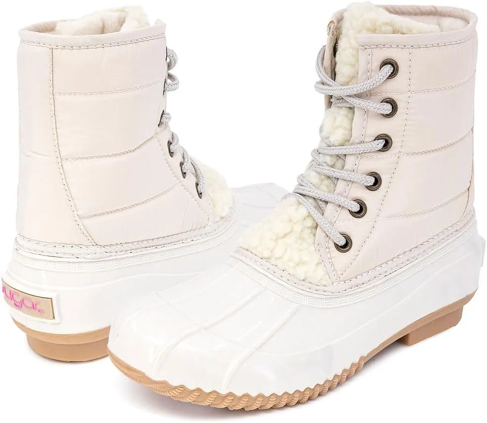 Sugar Women's Glitter Duck Boots | Stylish Lace-Up, Cozy Traction Sole | Perfect for Cold, Rainy, or Snowy Days | Trendy Booties - Skipper
