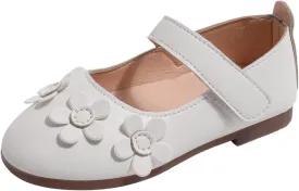 Tap Shoes for Girls Children' Shoes Soft Soled Breathable Small Leather Shoes Fashionable Flower Small Single