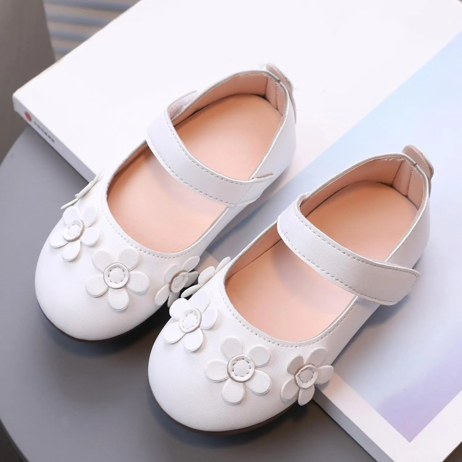 Tap Shoes for Girls Children' Shoes Soft Soled Breathable Small Leather Shoes Fashionable Flower Small Single