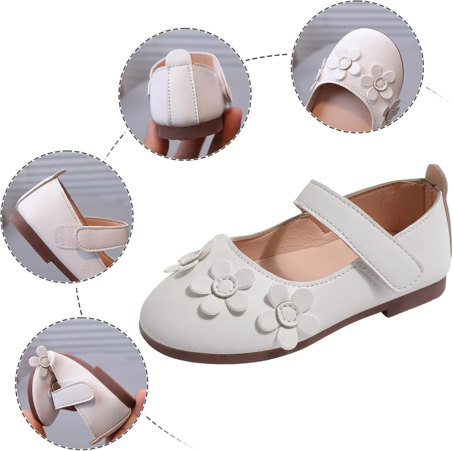 Tap Shoes for Girls Children' Shoes Soft Soled Breathable Small Leather Shoes Fashionable Flower Small Single