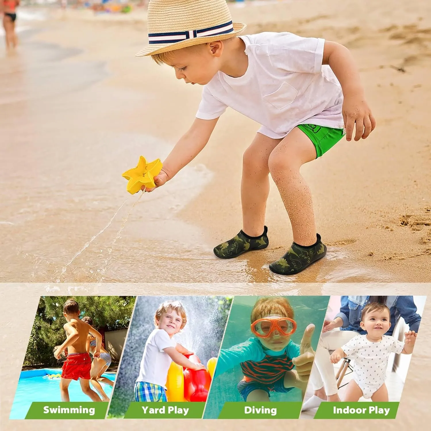 Toddler & Kids Water Shoes, Non-Slip Aqua Shoes for Boys & Girls, Lightweight Quick-Dry Sport Shoes for Beach & Swim