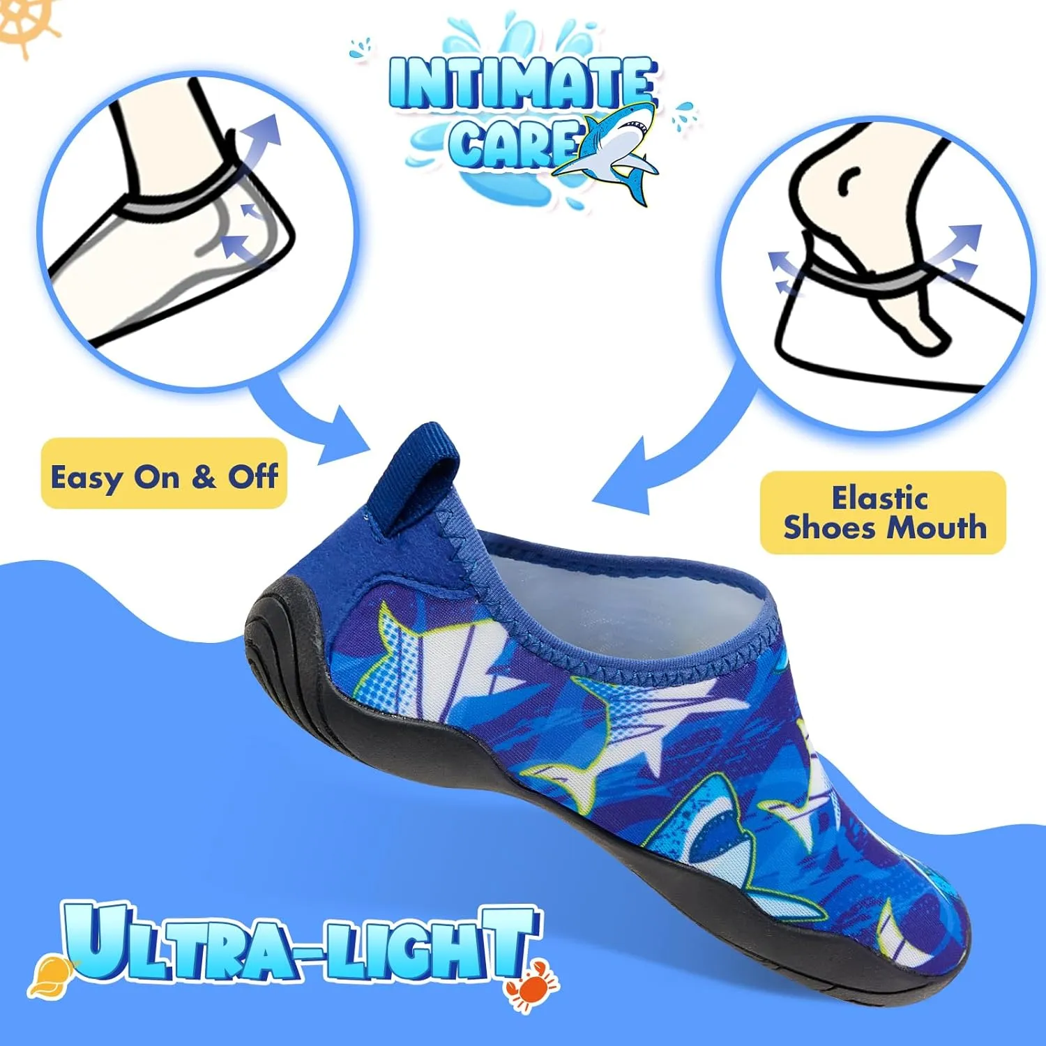 Toddler & Kids Water Shoes, Non-Slip Aqua Shoes for Boys & Girls, Lightweight Quick-Dry Sport Shoes for Beach & Swim