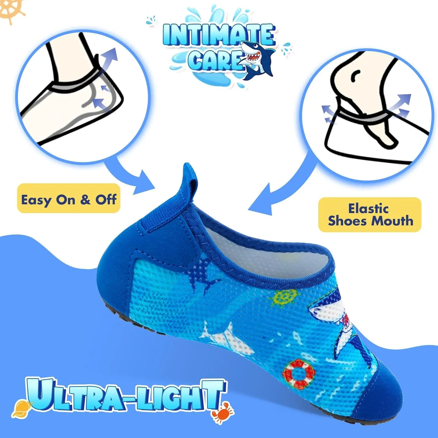 Toddler & Kids Water Shoes, Non-Slip Aqua Shoes for Boys & Girls, Lightweight Quick-Dry Sport Shoes for Beach & Swim