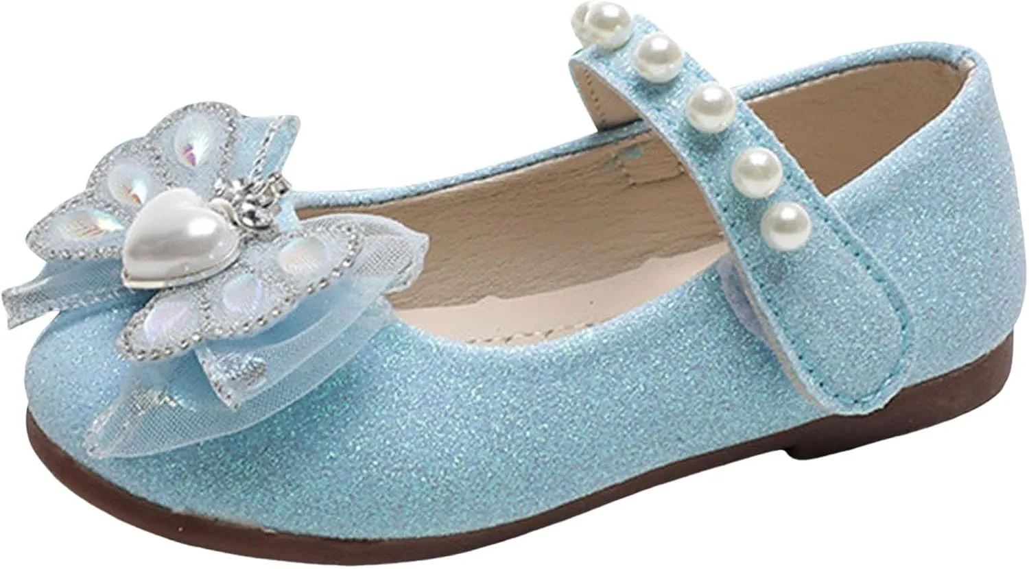 Toddler Girls Mary Jane Dress Shoes Ballet Flats Bridesmaids Heels Glitter Princess Shoes for Baptism/Crawling