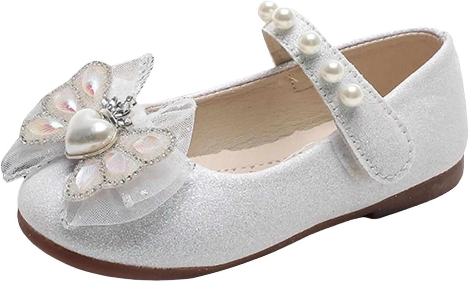 Toddler Girls Mary Jane Dress Shoes Ballet Flats Bridesmaids Heels Glitter Princess Shoes for Baptism/Crawling