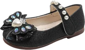 Toddler Girls Mary Jane Dress Shoes Ballet Flats Bridesmaids Heels Glitter Princess Shoes for Baptism/Crawling
