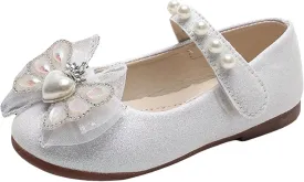 Toddler Girls Mary Jane Dress Shoes Ballet Flats Bridesmaids Heels Glitter Princess Shoes for Baptism/Crawling