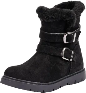 TZJS Girls Warm Winter Boots Kids Fashion Faux Fur Lined Snow Boot Side Zipper Lightweight Durable Outdoor Walking Shoes for Toddler/Little Kid