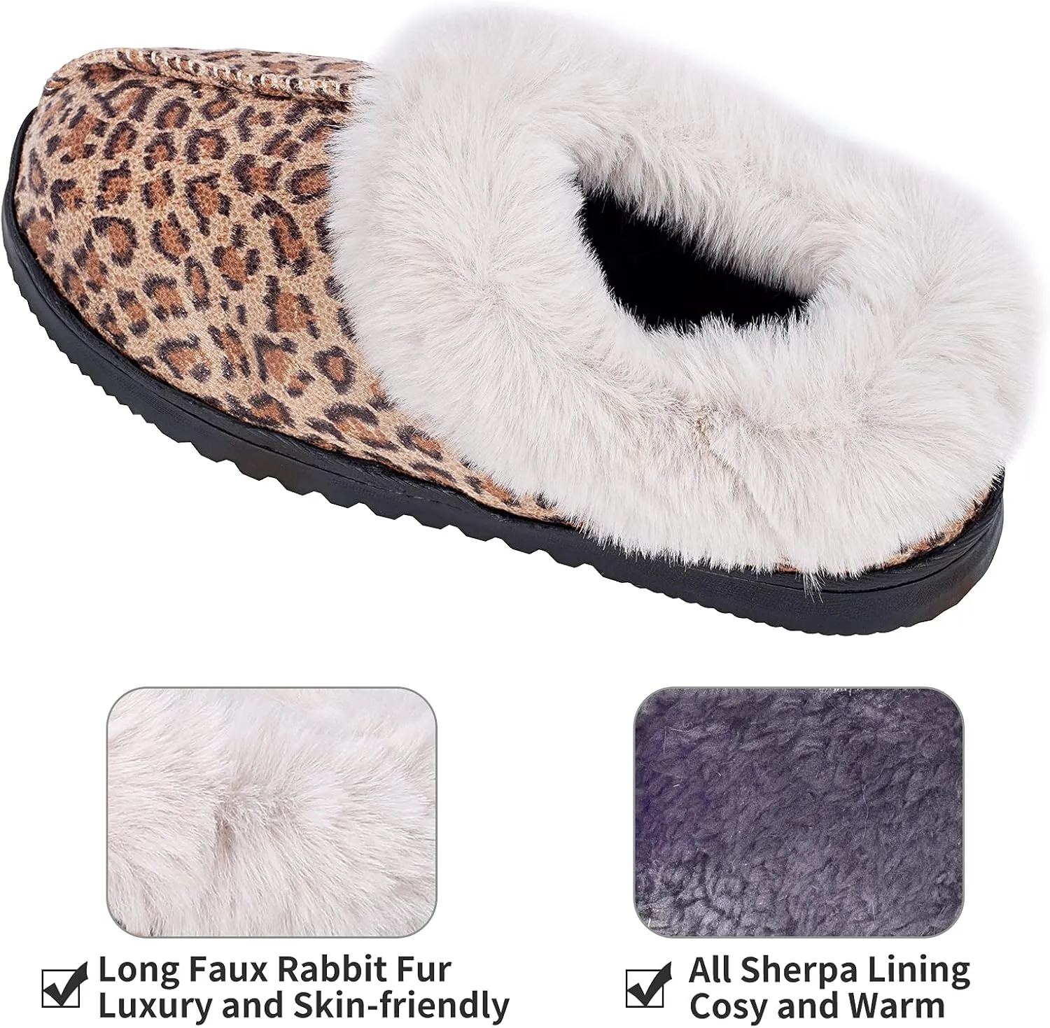 UBXRIN Womens Fuzzy Memory Foam Slippers Boots Cozy Faux Fur House Shoes Indoor Outdoor Rubber Sole Anti-Skid