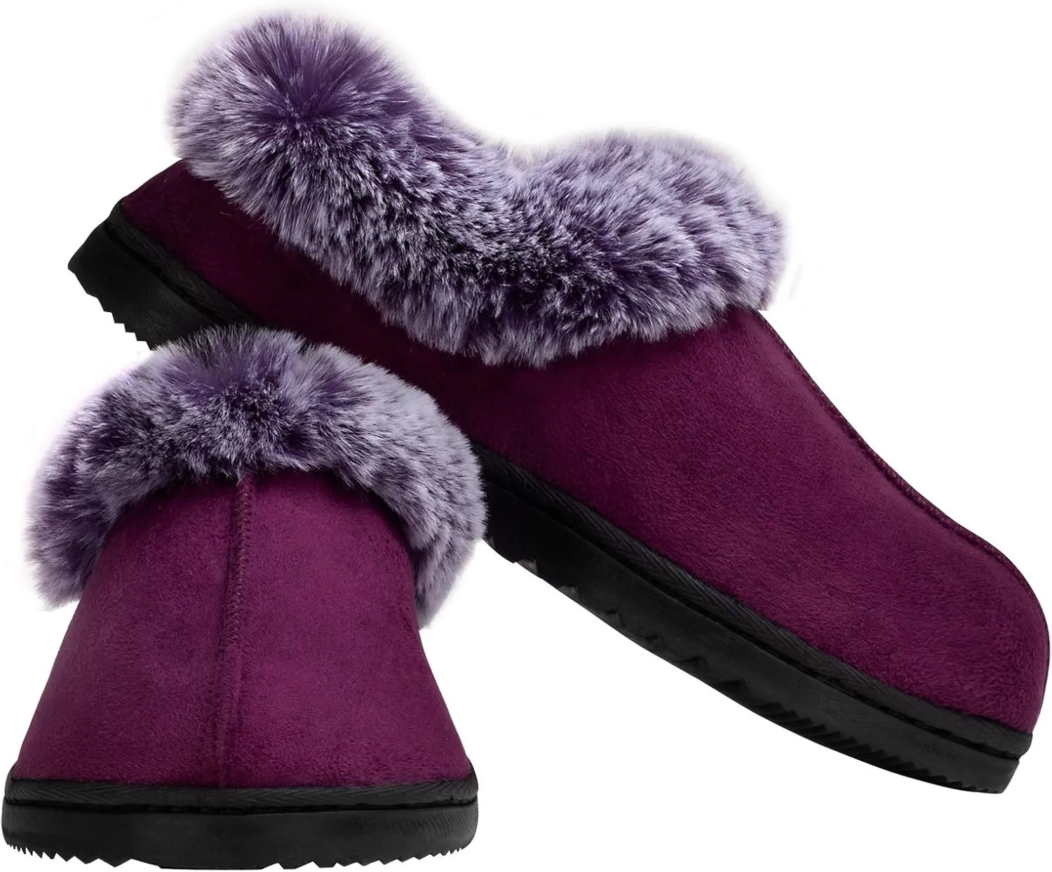 UBXRIN Womens Fuzzy Memory Foam Slippers Boots Cozy Faux Fur House Shoes Indoor Outdoor Rubber Sole Anti-Skid