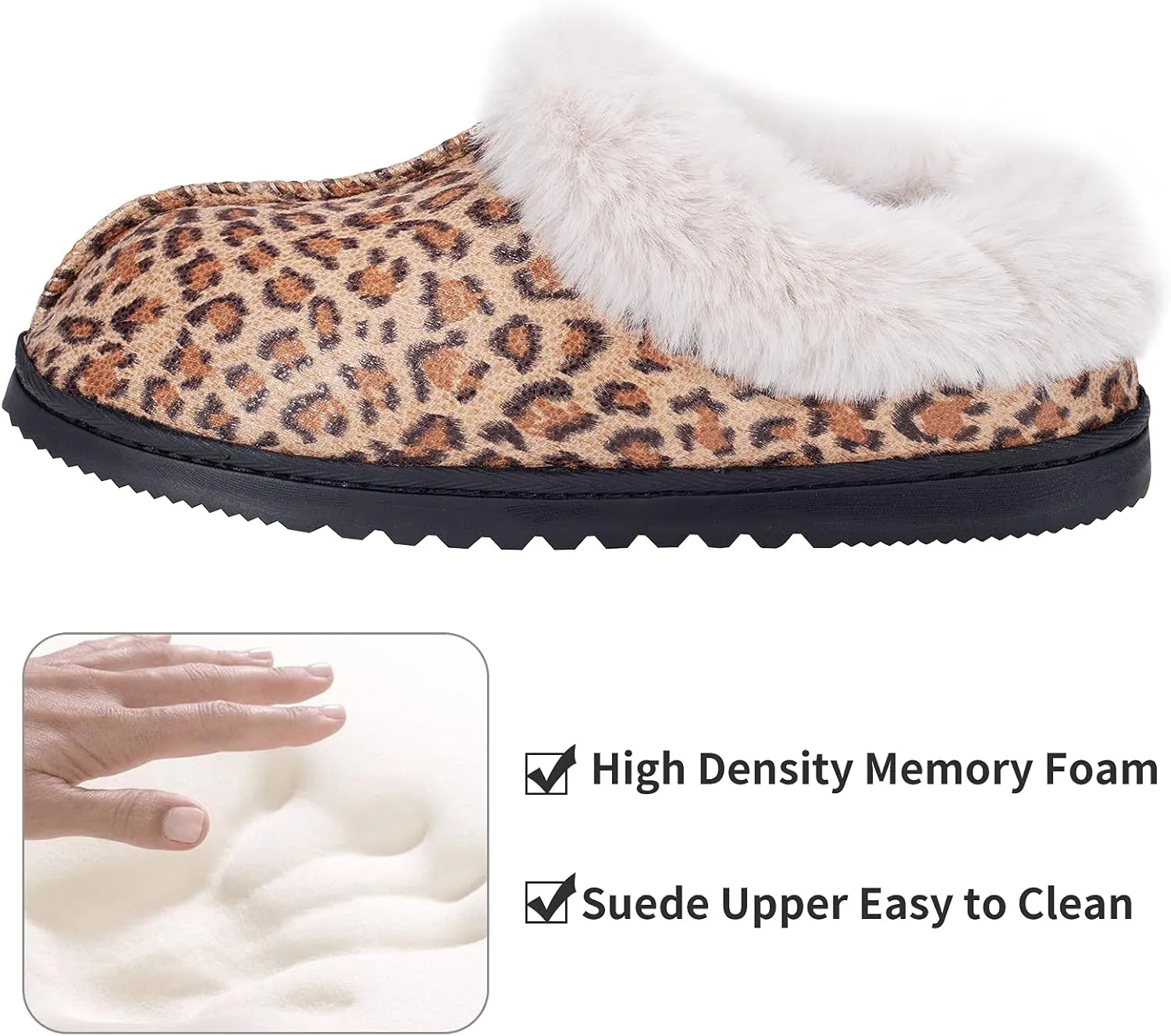 UBXRIN Womens Fuzzy Memory Foam Slippers Boots Cozy Faux Fur House Shoes Indoor Outdoor Rubber Sole Anti-Skid