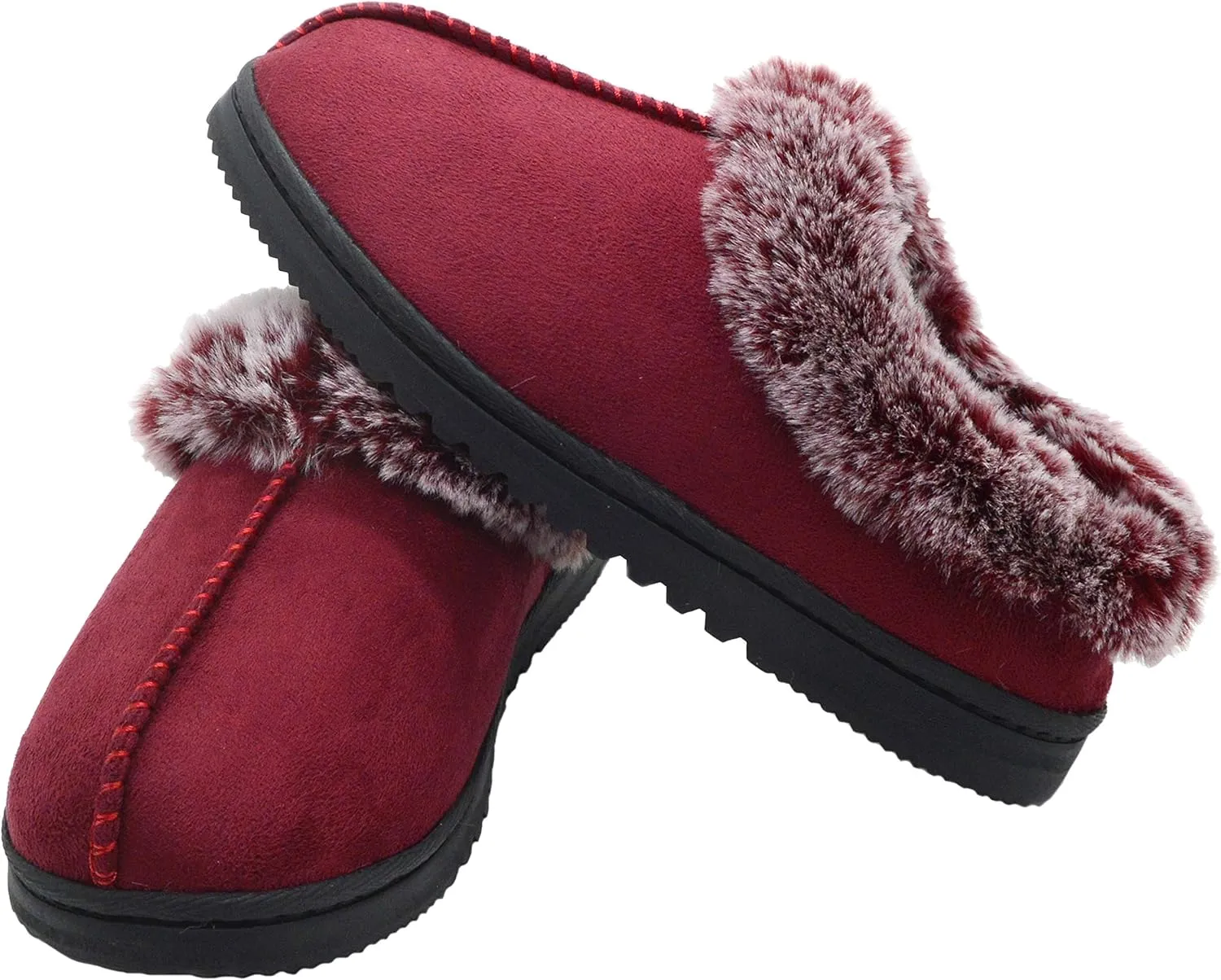 UBXRIN Womens Fuzzy Memory Foam Slippers Boots Cozy Faux Fur House Shoes Indoor Outdoor Rubber Sole Anti-Skid