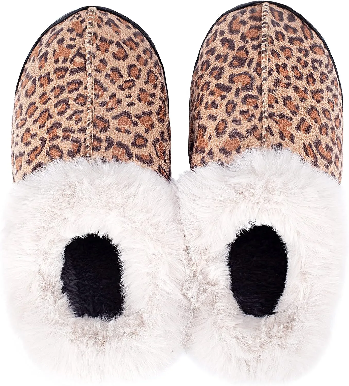 UBXRIN Womens Fuzzy Memory Foam Slippers Boots Cozy Faux Fur House Shoes Indoor Outdoor Rubber Sole Anti-Skid