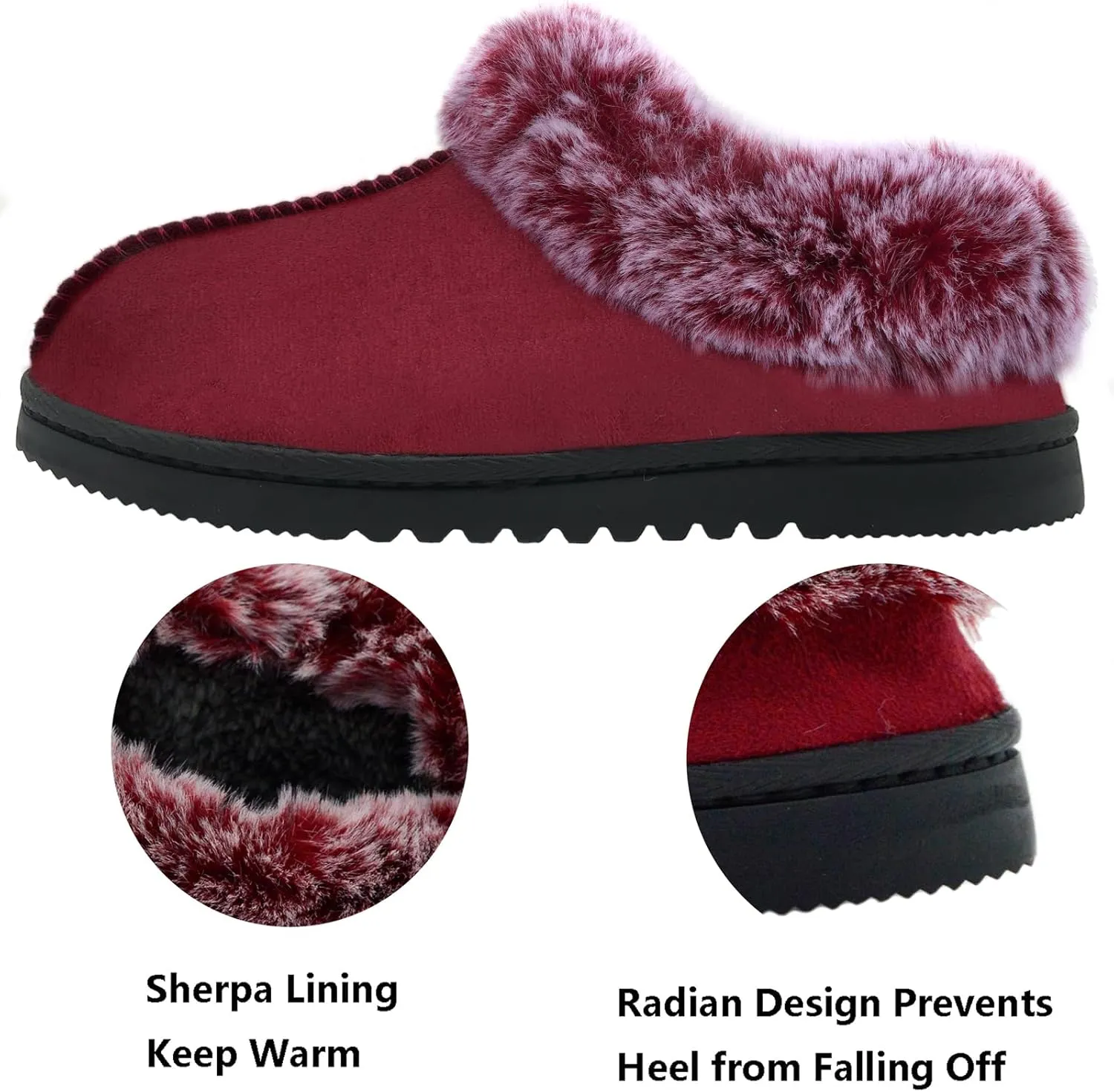 UBXRIN Womens Fuzzy Memory Foam Slippers Boots Cozy Faux Fur House Shoes Indoor Outdoor Rubber Sole Anti-Skid